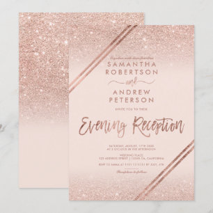 Rose Gold Glitzer Streifen rot Rosa Hochzeit Einladung