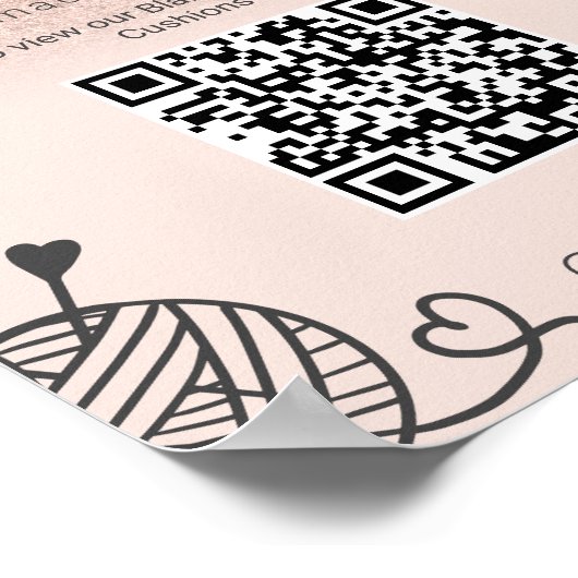 Rose Gold Glitzer Strickgarn Qr-Code Poster (Ecke)