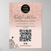 Rose Gold Glitzer Strickgarn Qr-Code Poster (Vorne)