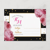 Rose Gold Glitzer Strip Modern Save the Date Ankündigungspostkarte (Rückseite)