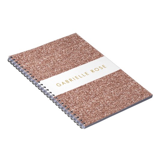 Rose Gold Glitzer Strip Personalisiert Notebook Notizblock (Rechte Seite)