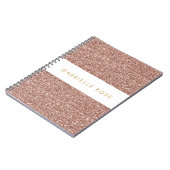 Rose Gold Glitzer Strip Personalisiert Notebook Notizblock (Linke Seite)