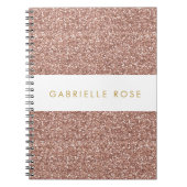 Rose Gold Glitzer Strip Personalisiert Notebook Notizblock (Vorderseite)