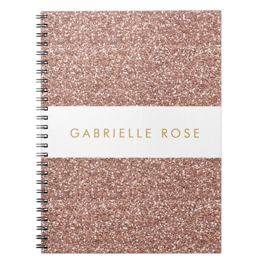 Rose Gold Glitzer Strip Personalisiert Notebook Notizblock (Vorderseite)
