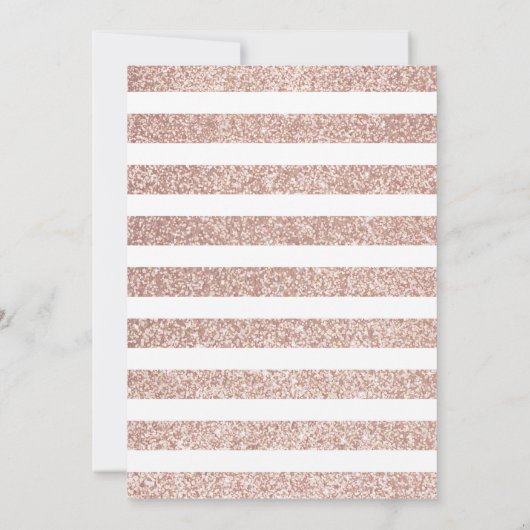 Rose Gold Glitzer Stripe Wedding Einladung (Rückseite)