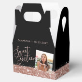 Rose Gold Glitzer Sweet 16 Chic Foto Geschenkschachtel (Geöffnet)