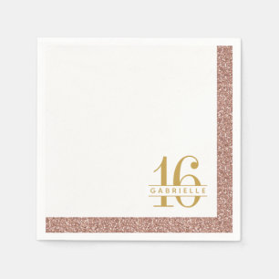Rose Gold Glitzer Sweet 16. Geburtstagsname Napkin Serviette