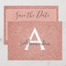 Rose Gold Glitzer Sweet 16 Save the Date