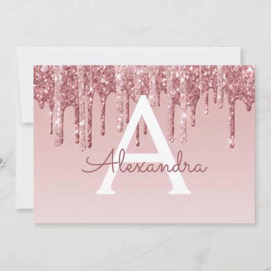 Rose Gold Glitzer Sweet 16 Save the Date Einladung (Vorderseite)