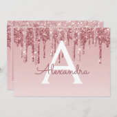 Rose Gold Glitzer Sweet 16 Save the Date Einladung (Vorne/Hinten)