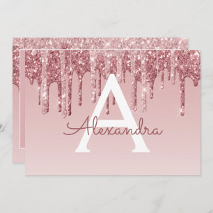 Rose Gold Glitzer Sweet 16 Save the Date Einladung