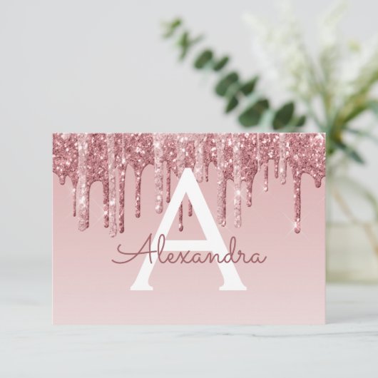 Rose Gold Glitzer Sweet 16 Save the Date Einladung (Stehend Vorderseite)