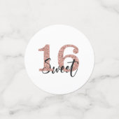 Rose Gold Glitzer Sweet 16 Sechzehn Konfetti (Klein Vorderseite)