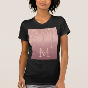 Rose Gold Glitzer T - Shirt Benutzerdefinierter Le