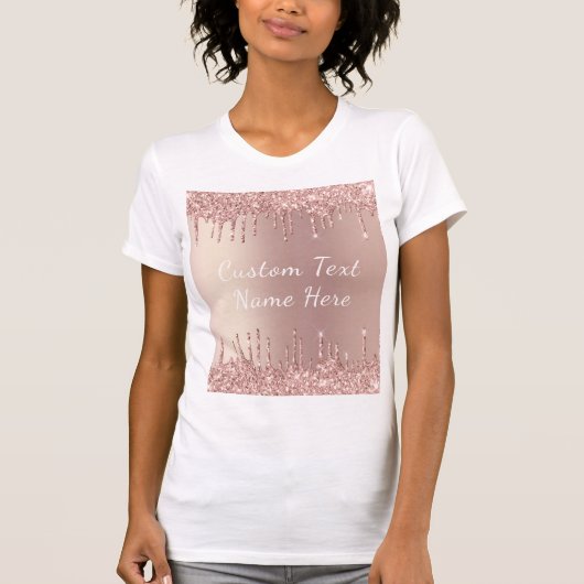 Rose Gold Glitzer T - Shirt mit benutzerdefinierte (Vorderseite)