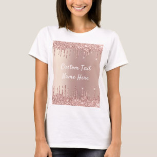 Rose Gold Glitzer T - Shirt mit Ihrem Textnamen