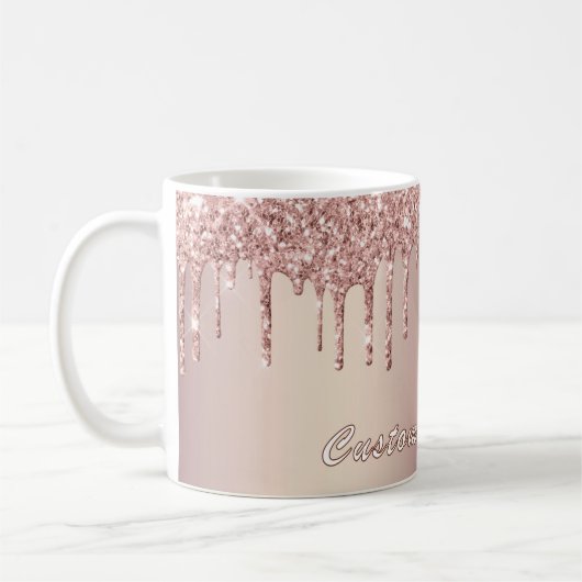 Rose Gold Glitzer Tasse-Geschenk mit benutzerdefin Kaffeetasse (Links)
