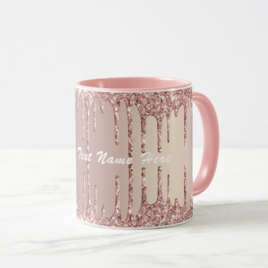 Rose Gold Glitzer Tasse mit benutzerdefinierten Te (VorderseiteRechts)