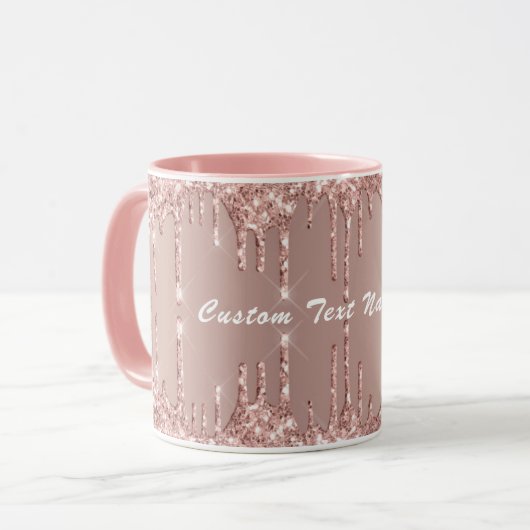 Rose Gold Glitzer Tasse mit benutzerdefinierten Te (Vorderseite Links)