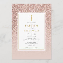 Rose Gold Glitzer Taufe Christening Einladung