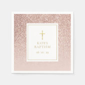 Rose Gold Glitzer Taufe Christening Serviette (Vorderseite)