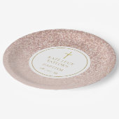 Rose Gold Glitzer Taufe| Weihnachten Pappteller (Schrägansicht)