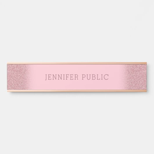 Rose Gold Glitzer Template Elegant Modern Einfach Türschild (Vorderseite )