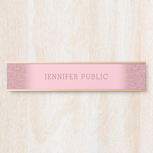 Rose Gold Glitzer Template Elegant Modern Einfach Türschild (Vorderseite )