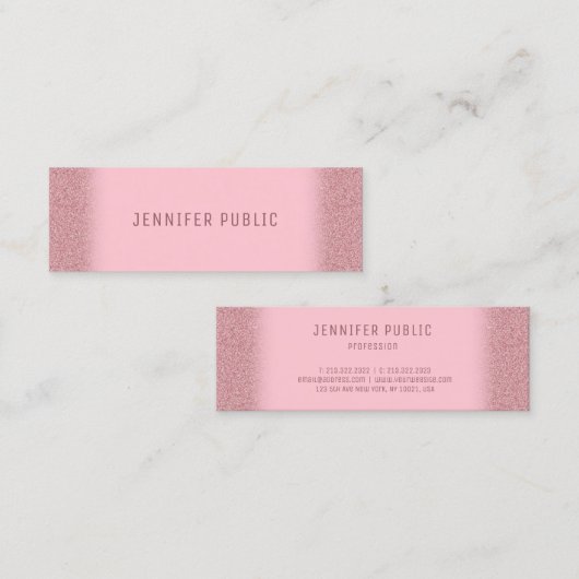 Rose Gold Glitzer Template Modernes Elegantes Desi Mini Visitenkarte (Vorne/Hinten)