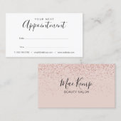 Rose Gold Glitzer Terminkarte Visitenkarte (Vorne/Hinten)