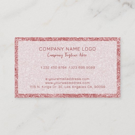 Rose-Gold-Glitzer-Textur mit Glitzern Visitenkarte (Rückseite)