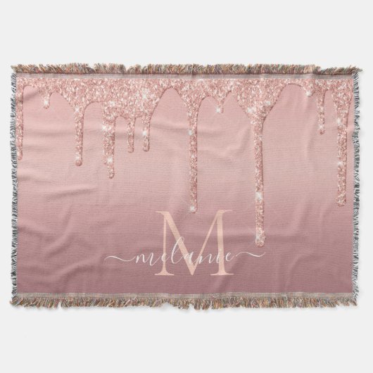 Rose Gold Glitzer Throw Blanket Individuelle Name Decke (Vorderseite)