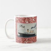 Rose Gold Glitzer Titanic Personalisiert Girl Kaffeetasse (Links)