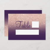 Rose Gold Glitzer Traube lila ombre Platz Sitzplät Einladung (Vorne/Hinten)