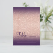 Rose Gold Glitzer Traube lila ombre Platz Sitzplät Einladung (Stehend Vorderseite)