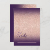 Rose Gold Glitzer Traube lila ombre Platz Sitzplät Einladung (Vorne/Hinten)