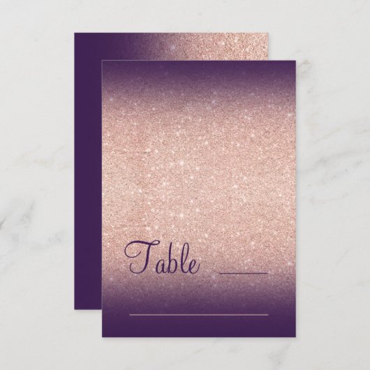Rose Gold Glitzer Traube lila ombre Platz Sitzplät Einladung (Vorne/Hinten)
