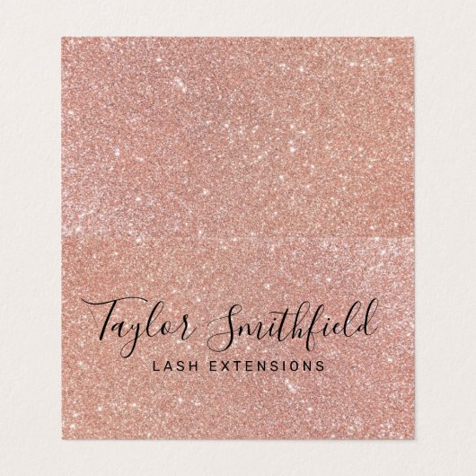 Rose Gold Glitzer Trendy Elegante Highlights Visitenkarten (Außenseite Aufgefaltet)