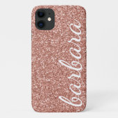 Rose Gold Glitzer Trendy Script Personalisiert Case-Mate iPhone Hülle (Rückseite)