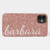 Rose Gold Glitzer Trendy Script Personalisiert Case-Mate iPhone Hülle (Rückseite (Horizontal))
