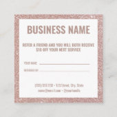 Rose Gold Glitzer Treueprogramm für Freunde Empfehlungskarte (Rückseite)