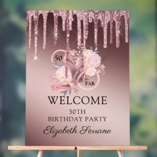 Rose Gold Glitzer Tropfen 50. Geburtstag Acrylschild