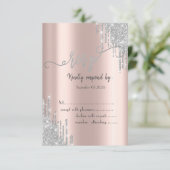 Rose Gold Glitzer Tropfen 80. Geburtstag UAWG Einladung (Stehend Vorderseite)