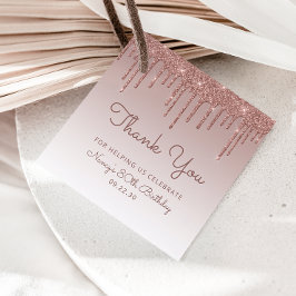 Rose Gold Glitzer Tropfen 80. Geburtstagsparty Geschenkanhänger