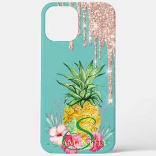 Rose Gold Glitzer Tropfen Ananas Hibiskus Case-Mate iPhone Hülle