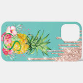 Rose Gold Glitzer Tropfen Ananas Hibiskus Case-Mate iPhone Hülle (Hinten (horizontal))
