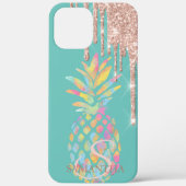 Rose Gold Glitzer Tropfen Ananas Minze Green Case-Mate iPhone Hülle (Rückseite)