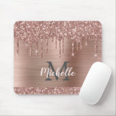 Rose Gold Glitzer Tropfen auf rosa Metalnamen Mousepad (Mit Mouse)