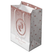 Rose Gold Glitzer Tropfen Baby Duschgeschenk Beute Mittlere Geschenktüte (Vorderseite Schrägansicht)