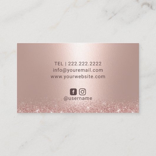 Rose Gold Glitzer Tropfen Beauty Salon & WELLNESS- Visitenkarte (Rückseite)
